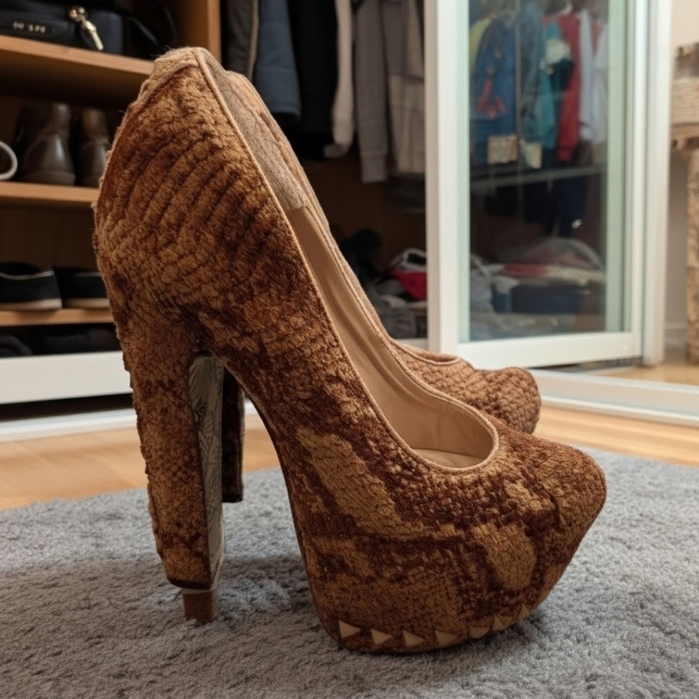Chloe Jade Green Autumn/Winter 2012  collection Brown Snakeskin Platform Heels - Picture 5 of 9